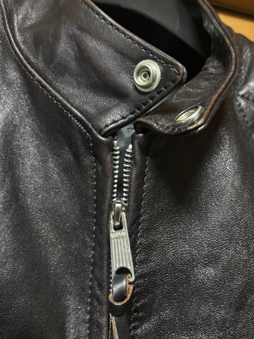 ホースレザー　SIMONS製 シモンズ　ライダース　茶芯　L タロンジップ　馬革