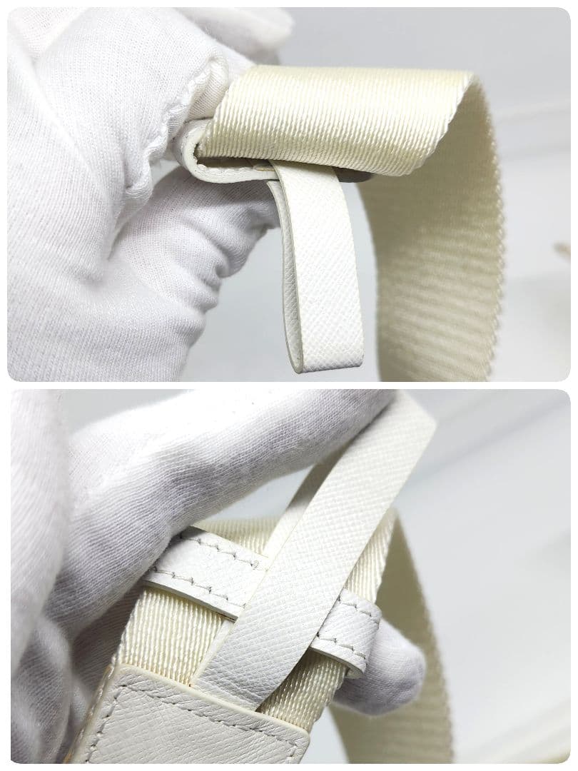 ほぼ未使用 ロゴバックル ガチャベルト ナイロン サフィアーノ PRADA