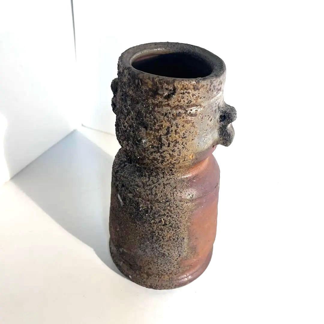 備前窯変耳付花入　備前焼　人間国宝　花器　花生け　花瓶　名工