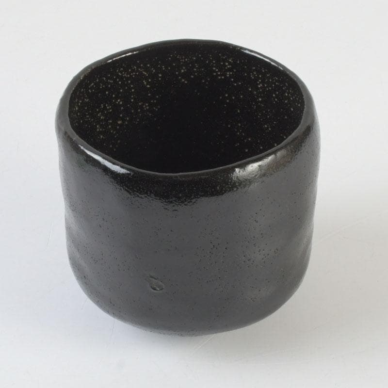 茶道具　伊東陶山造　黒楽筒茶碗　共布共箱　V　9847