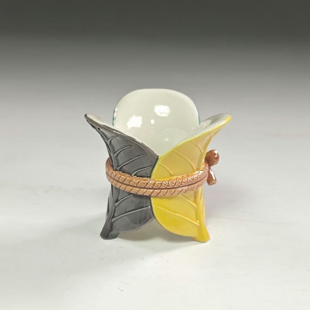 ウ270 蓋置『中村翠嵐』『交趾焼　三ツ葉　蓋置　共箱』茶道具