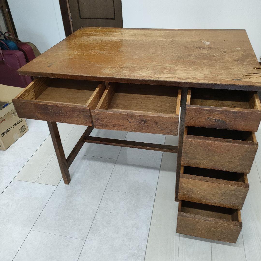 yoshi 木製　机　　勉強机 昔の机　レトロ　昭和　古道具