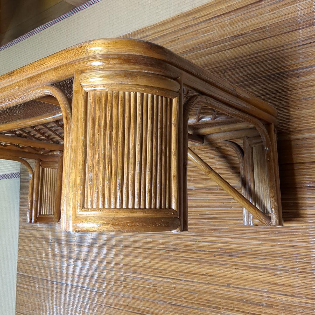 ラタン製 ガラス天板 座卓 センターテーブル ローテーブル