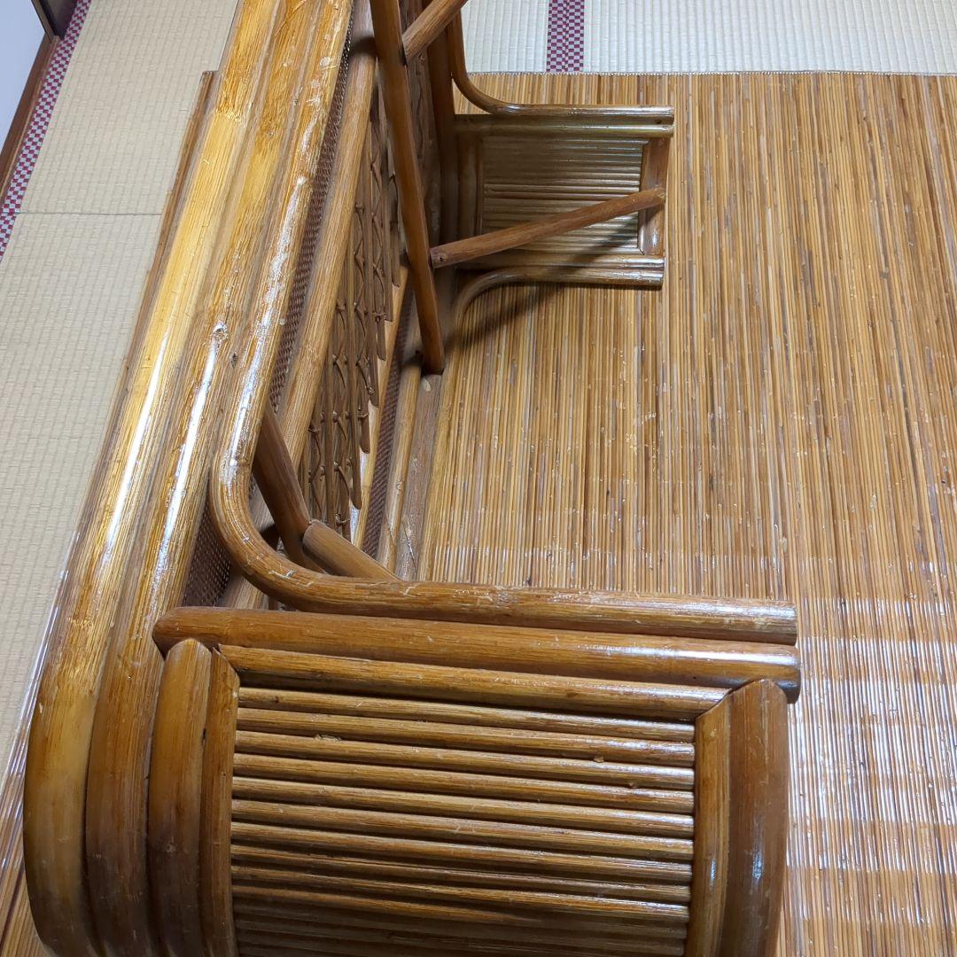 ラタン製 ガラス天板 座卓 センターテーブル ローテーブル