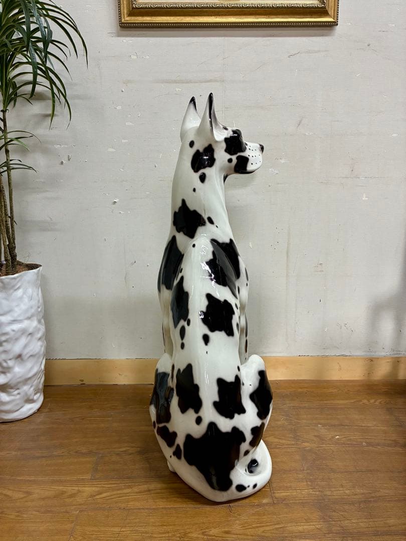 管400☆イタリア製☆陶器☆グレートデン ハーレクイン柄 ☆オブジェ