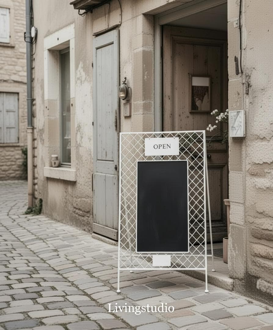 ホワイト メッシュサインボード 看板 コベントガーデン アイアン US-47