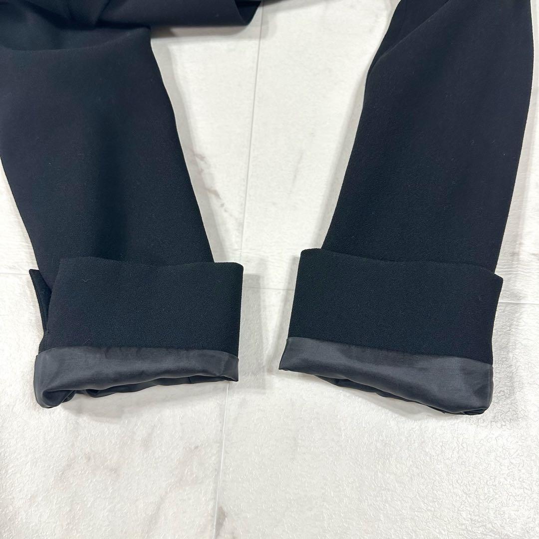 【美品】INDIVI ノーカラー　セットアップ ブラック　ストレッチ　L〜XL