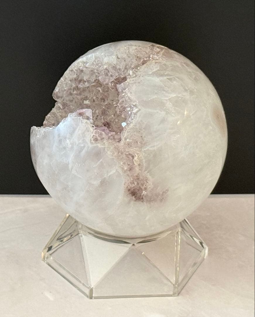 ルチル内包 アメジスト 笑口 スフィア 丸玉 約8cm 大玉 紫水晶 天然石