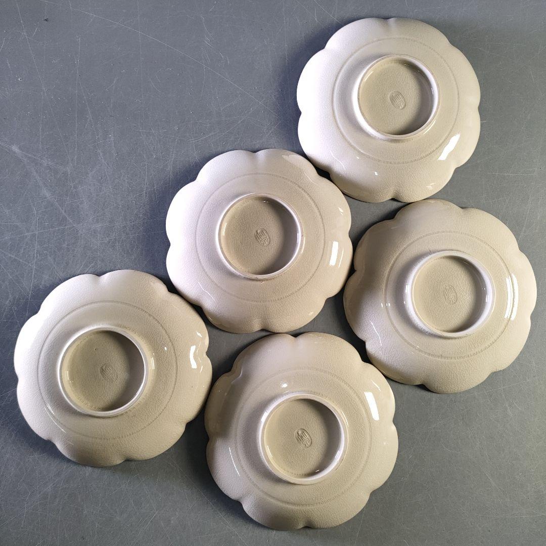 A1259-2/平安竹泉 造/花形銘々皿5客/向付/飾皿/菓子皿/盛皿/懐石道具