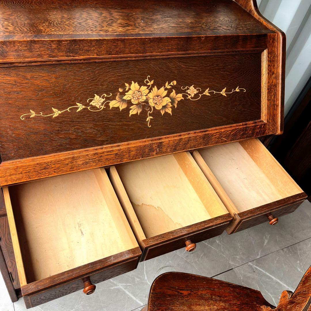 取付無料！三越ブルージュ おしゃれアンティーク 天然木ライティングデスク&チェア