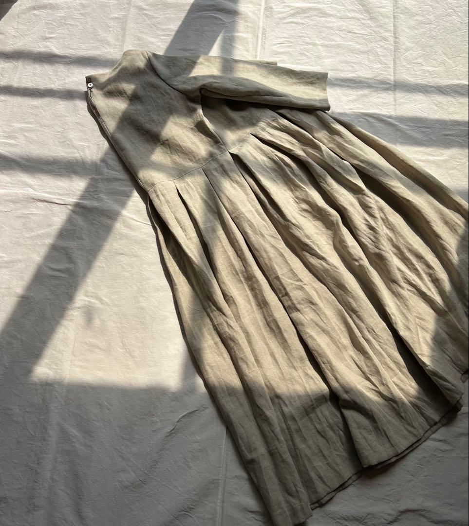 【いずみごページ】linen真赤布バック＆フラックス生成りワンピース