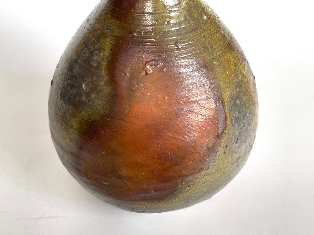 陶芸家　伊勢崎満　備前　徳利　酒器　備前焼　窯変　伊勢崎陽山　共箱