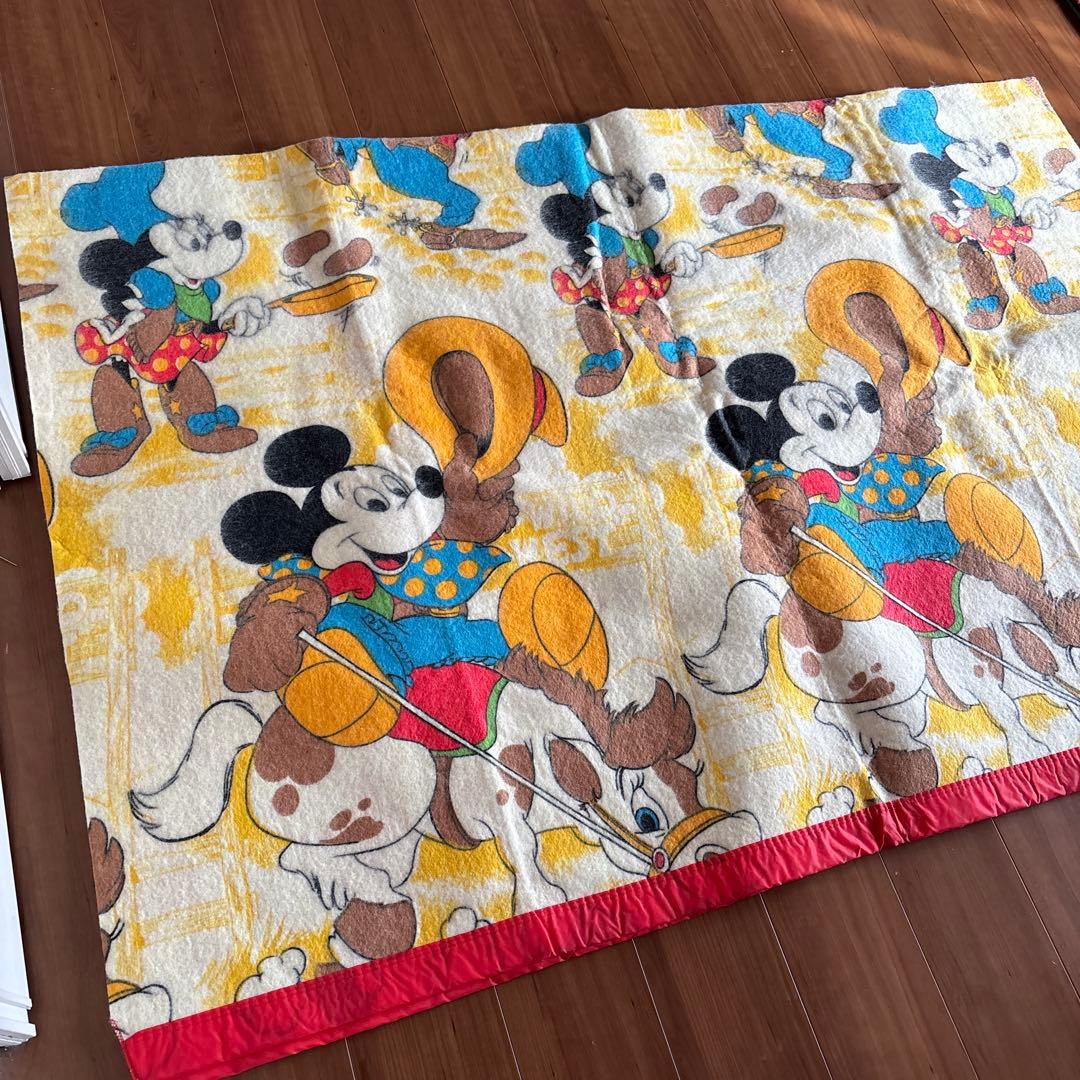 ディズニー ミッキーマウス 毛布 アメリカ ヴィンテージ USA製 80’s