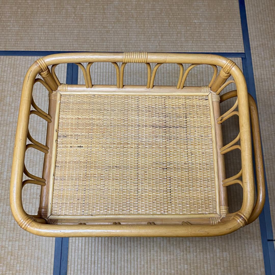 ラタン 籐 ワゴン 棚 3段 籠 W55cm D39.5cm H85.5cm