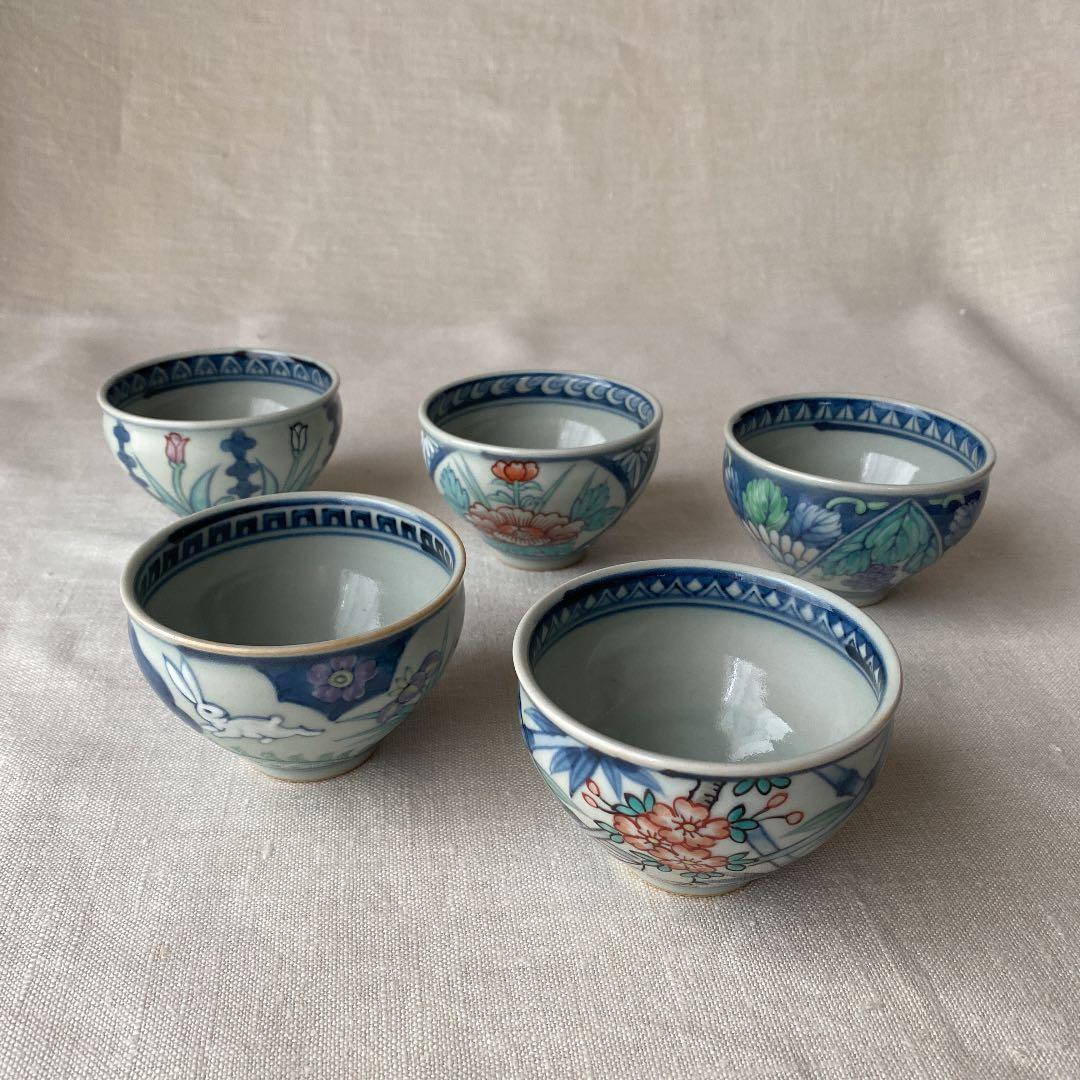 リ*ヌ様 六代 佐藤走波 染錦絵変り 小鉢五客