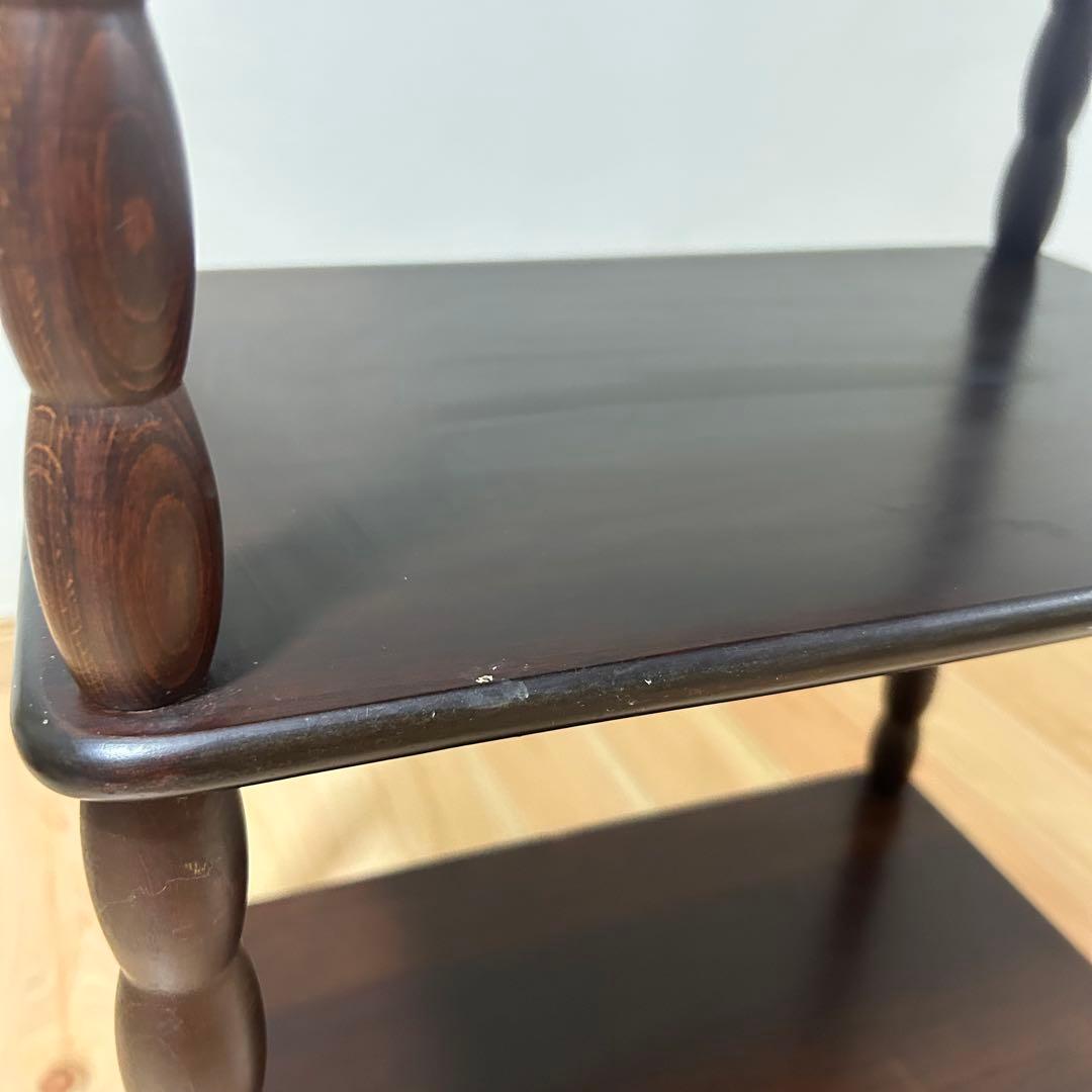 【送料込み】アンティーク　天然木シェルフ　ラック　ダークブラウン 3段