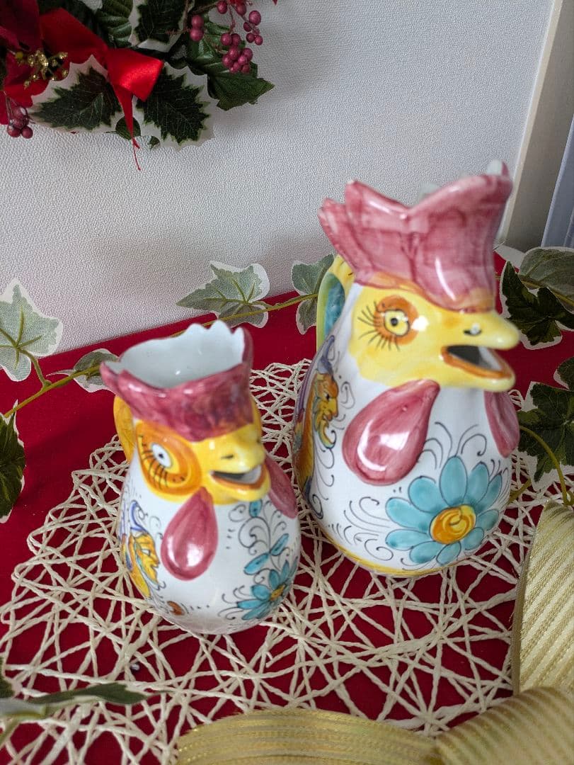 ニワトリピッチャーイタリアアンティーク幸せを守るといわれる一品プレゼントにも