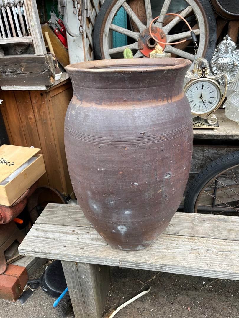 古備前大壺、古備前瓶、瓶、江戸時代、安政、備前焼大きな瓶、傘立て、花瓶、