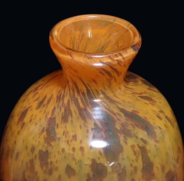 ドーム・ナンシー 翡翠文花瓶 ジェード オレンジ アンティーク 花器 ヒスイ