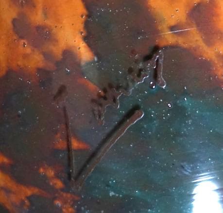 ドーム・ナンシー 翡翠文花瓶 ジェード オレンジ アンティーク 花器 ヒスイ