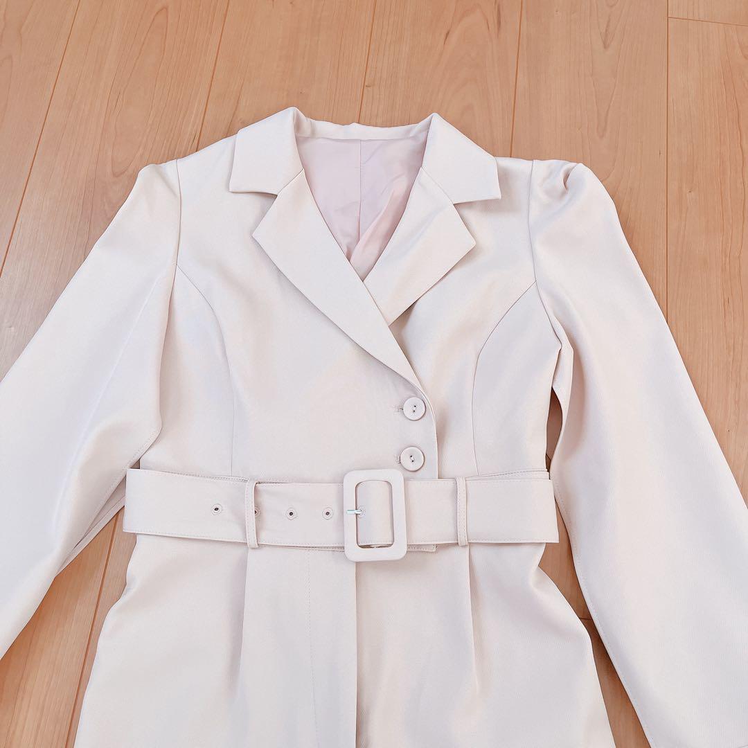 ロイヤルパーティー　ベルト付きケープ風オールインワン　ピンク　FS