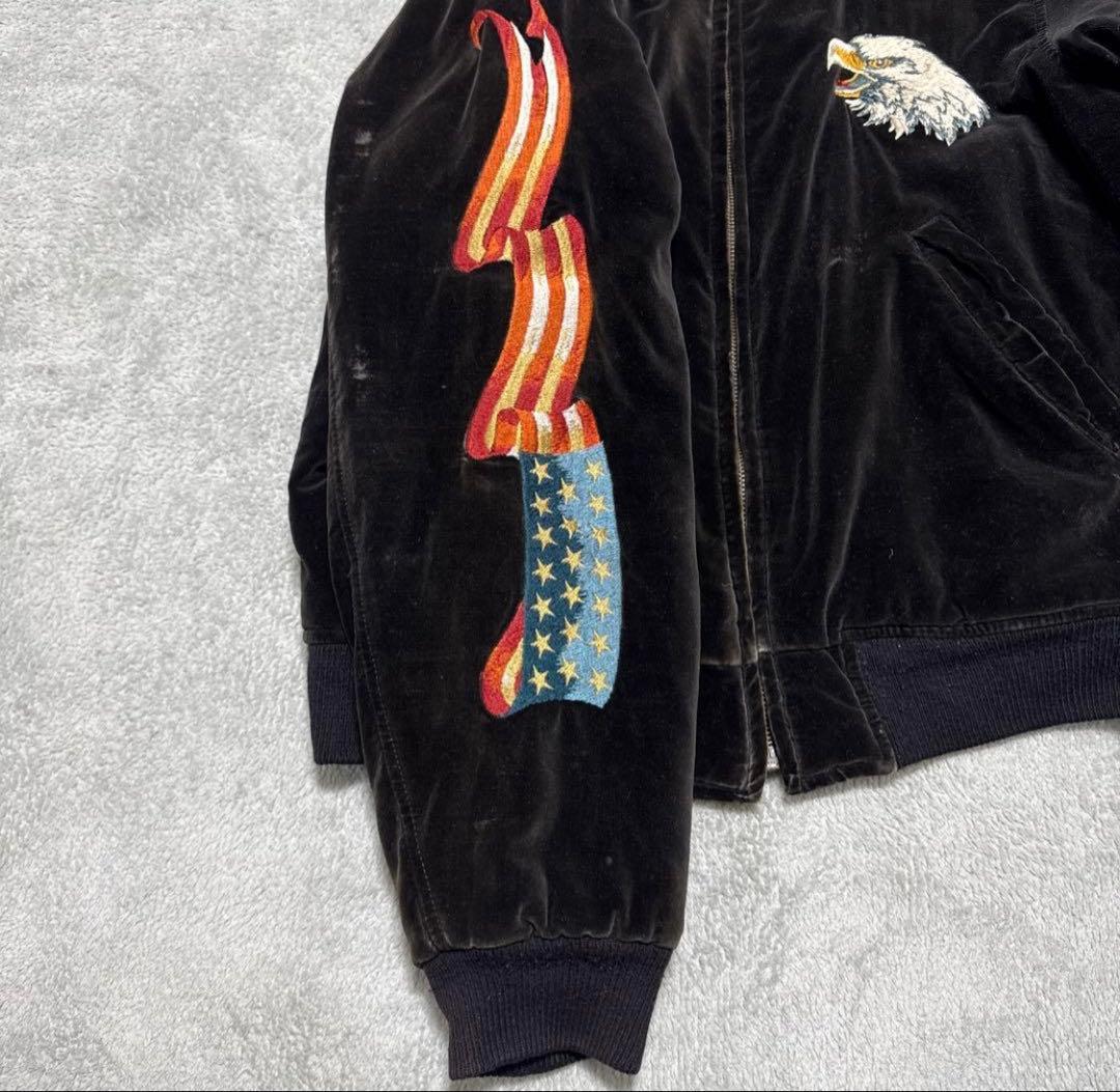 90s ハーレーダビッドソン ベロア スカジャン 別珍 イーグル スーベニア