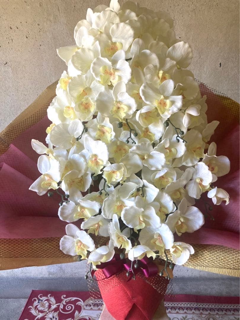 光触媒　人工観葉植物　ウォールグリーン　フェイクグリーン　胡蝶蘭１０本立て札付