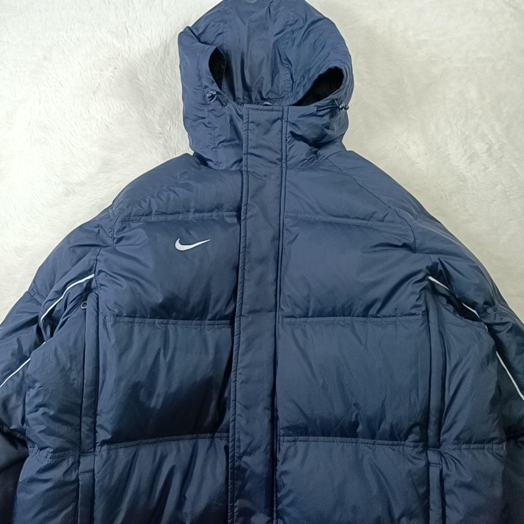 美品✨00s ナイキ ベンチコート ロング ダウン フェザー 防寒 ネイビーXL