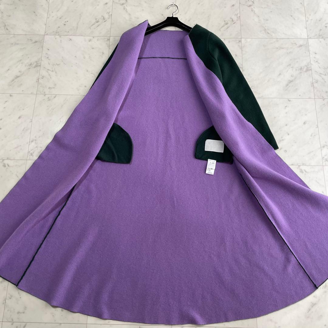 新品　MYLAN ニットコート　リバーコート　カシミヤ　ノーカラー F