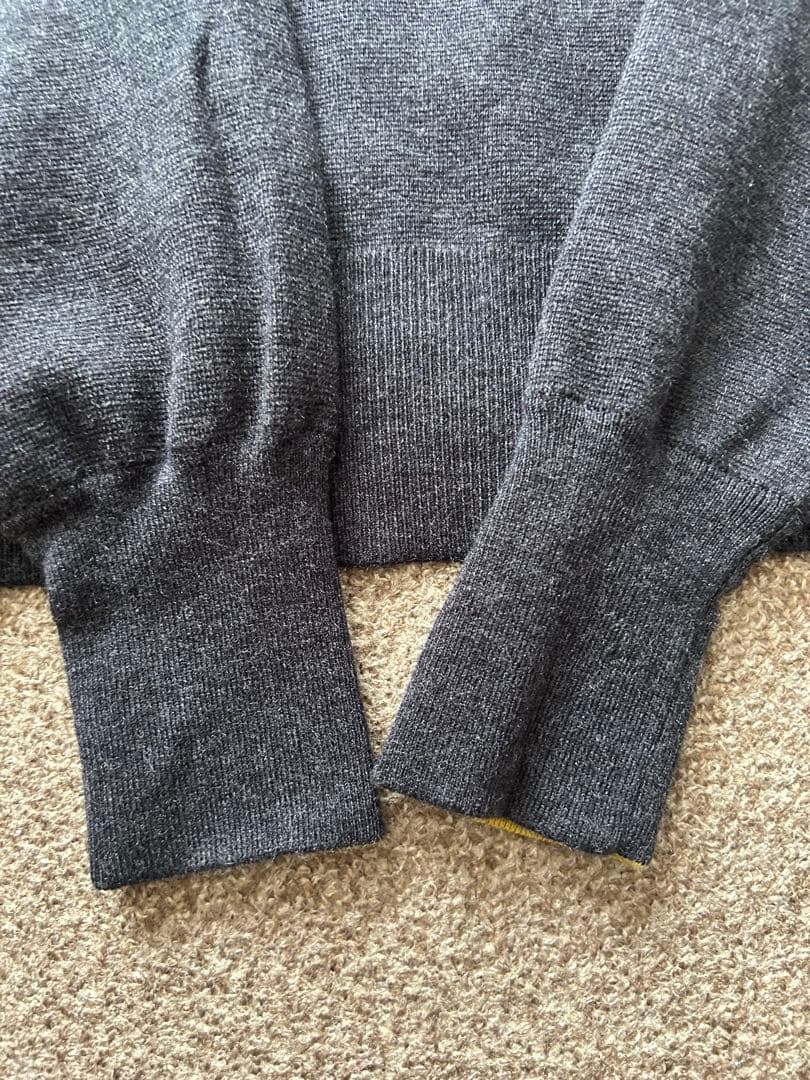6（ROKU）　コットンウールミラノリブ タートルネック ニット　ダークグレー