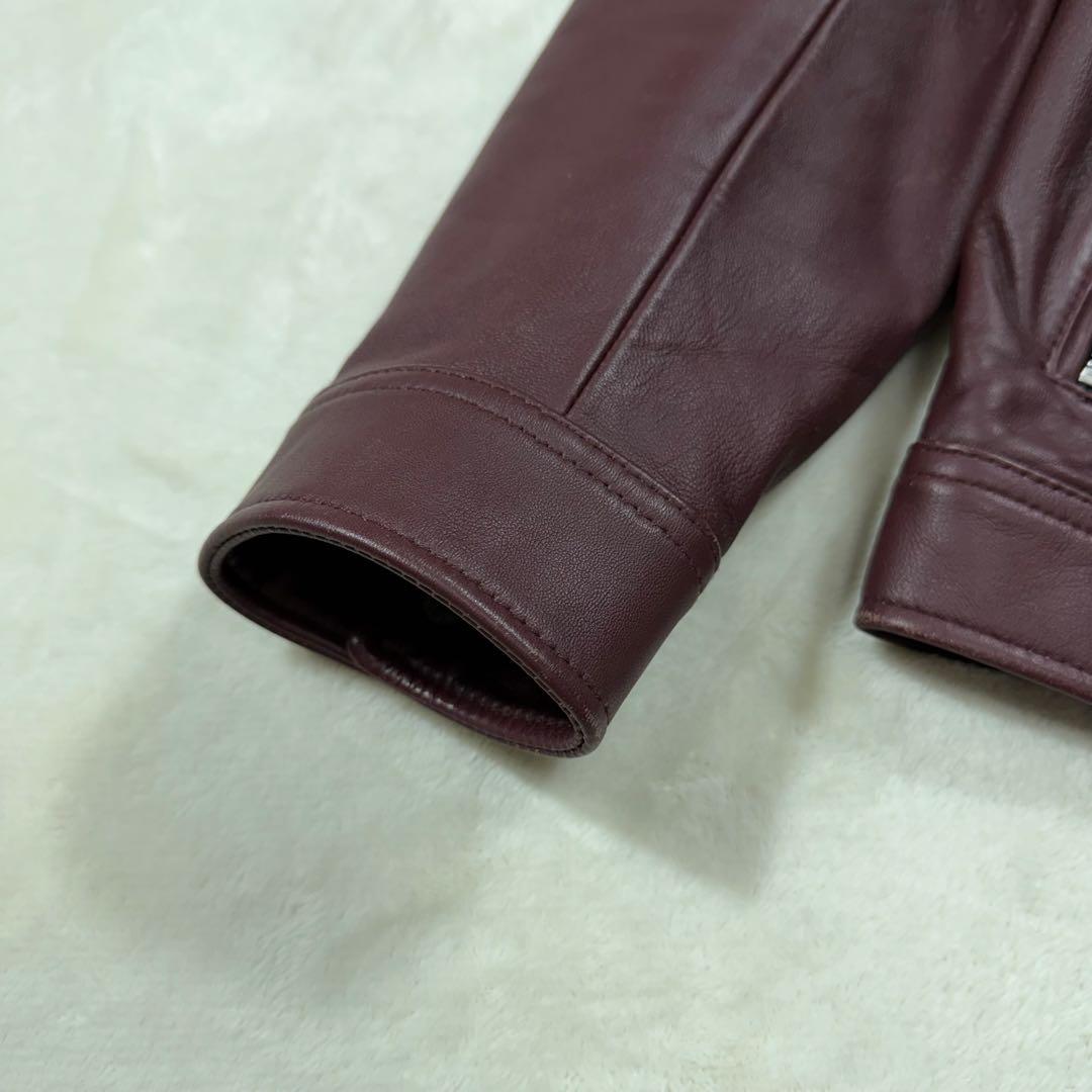 ラトルトラップ シープレザーシングルライダースジャケット 羊革 ボルドー L