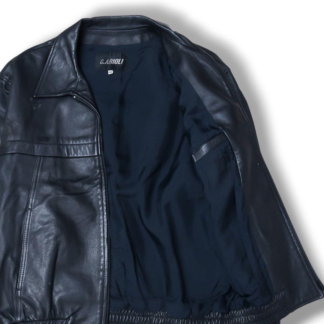 ラムレザー ショート丈ジャケット デザイン ジップブルゾン羊革 A-2 短丈