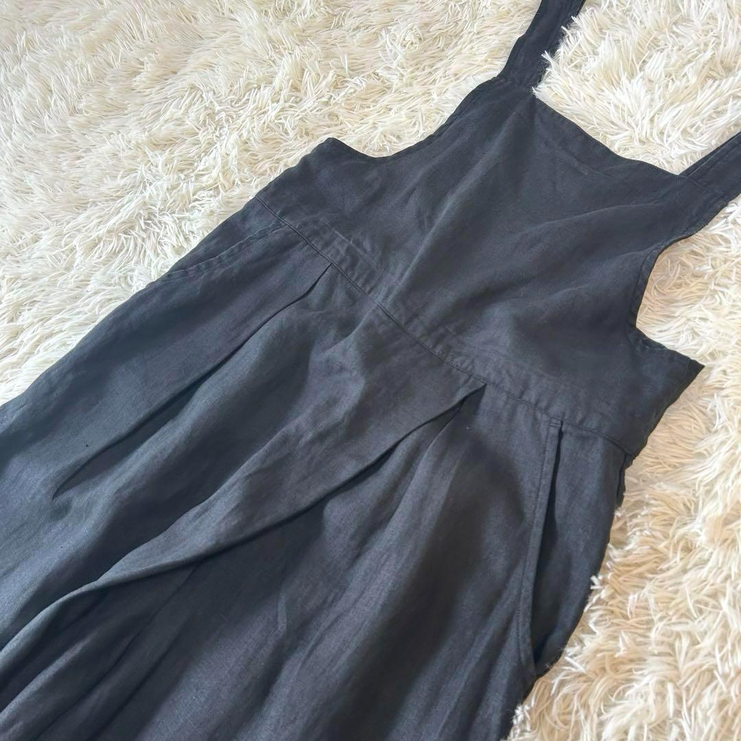 美品　nest robeネストローブ リネンタックサロペット オーバーオール　黒