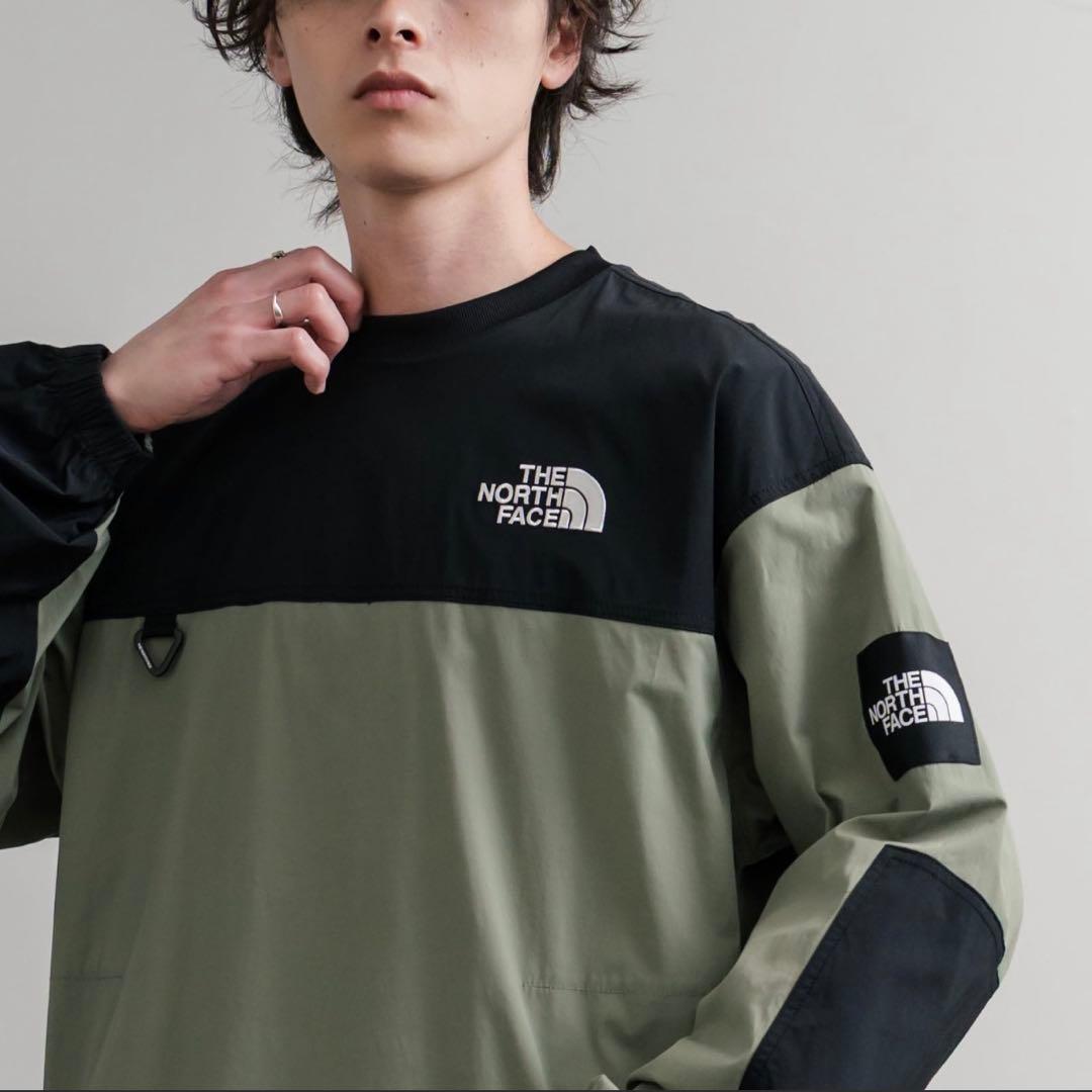 L＊アルバニークルーネック　カーキ　黒＊ロンT＊ノースフェイス＊韓国限定