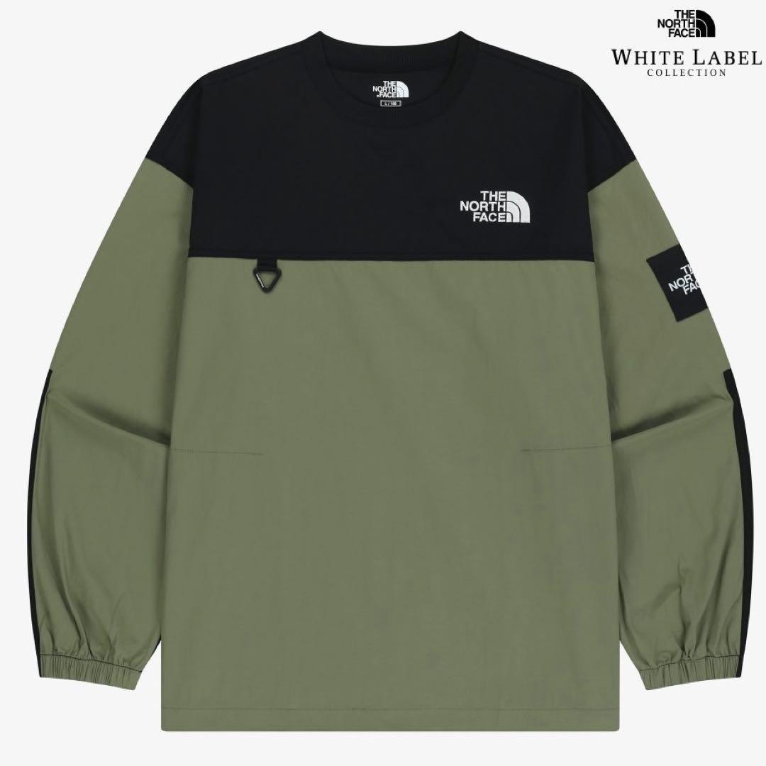 L＊アルバニークルーネック　カーキ　黒＊ロンT＊ノースフェイス＊韓国限定
