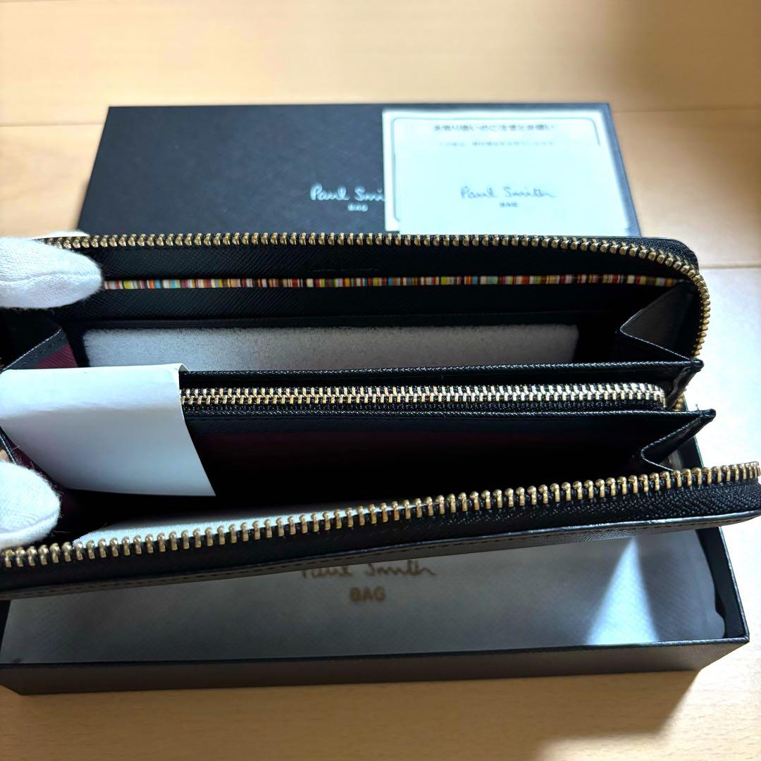 レア　Paul Smith ジップストローグレイン　長財布　ほぼ未使用品　黒