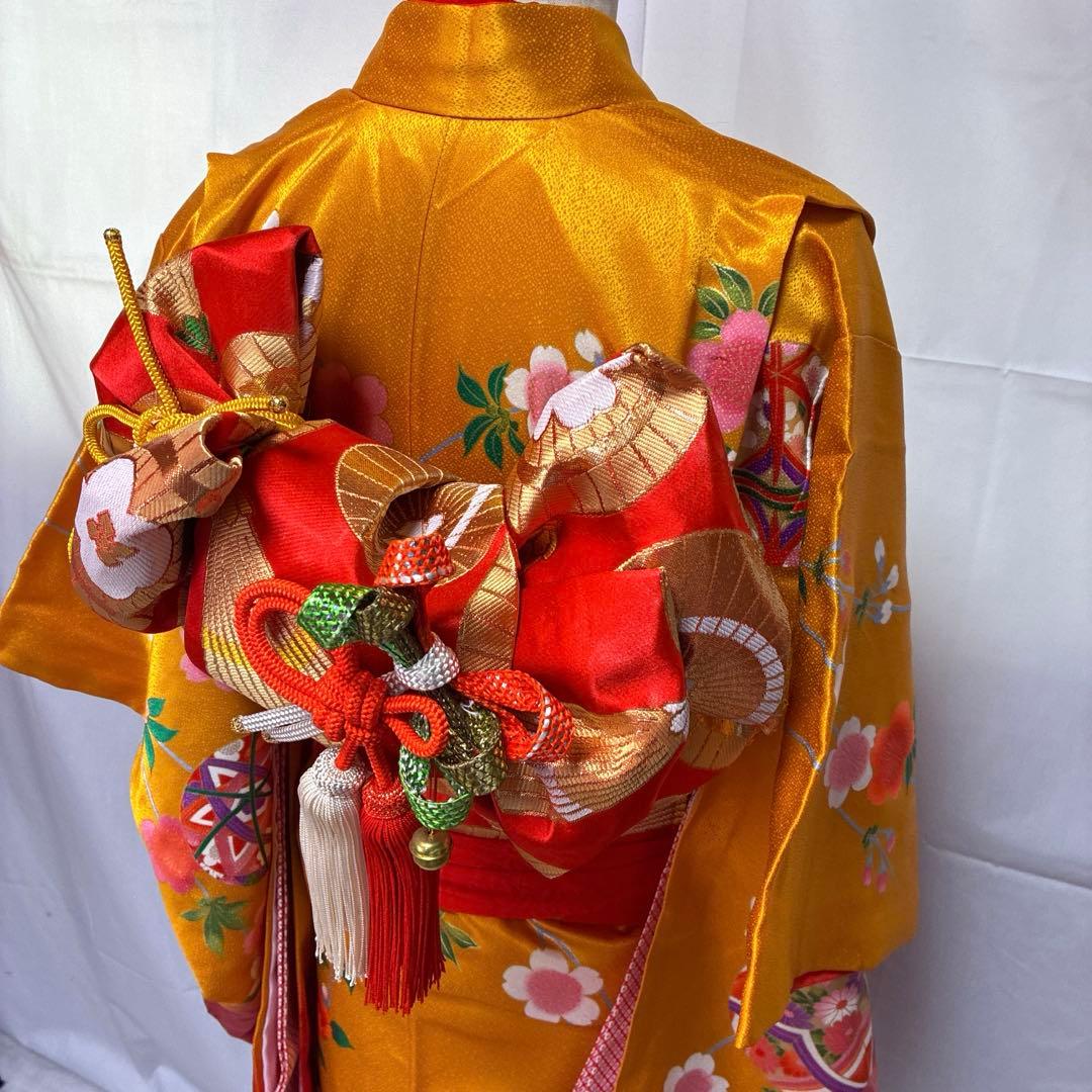 6-上　七五三　舞台衣装　ポリエステル　洗える着物　女の子　着物　7歳　１0点