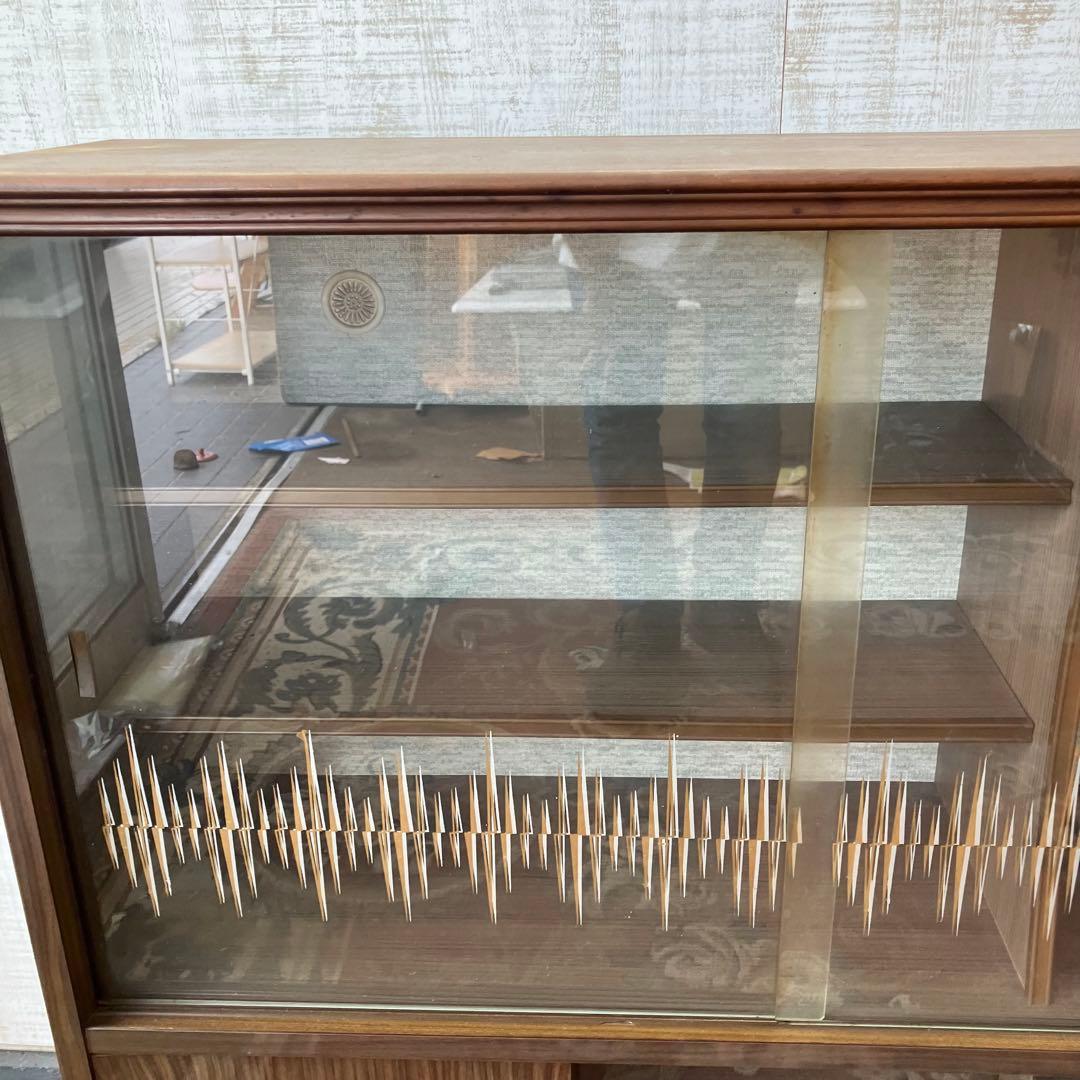 昭和レトロ ミッドセンチュリー 古家具 飾り棚 サイドボード 装飾ガラス戸