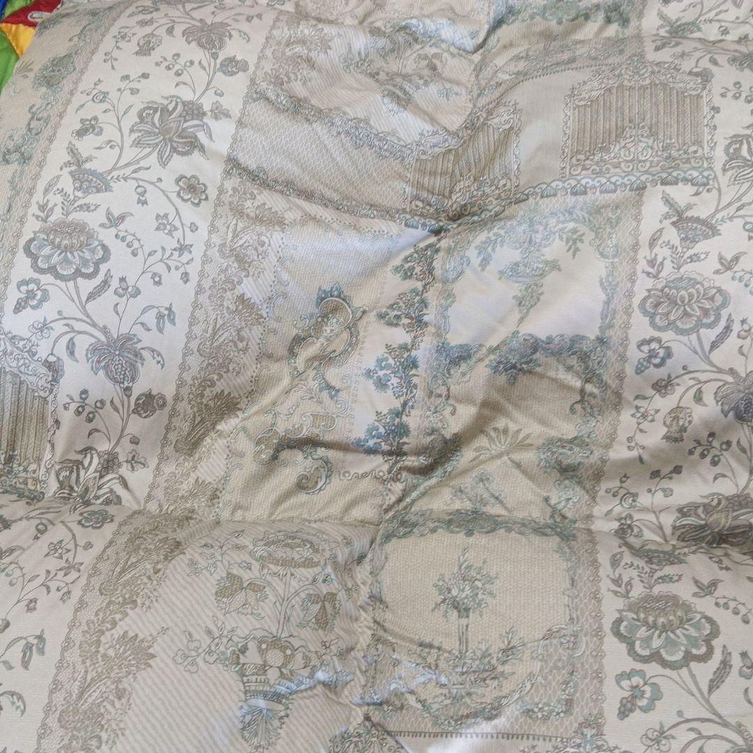 羽毛掛け布団 淡いグリーン　シングルサイズ　ダウン93%