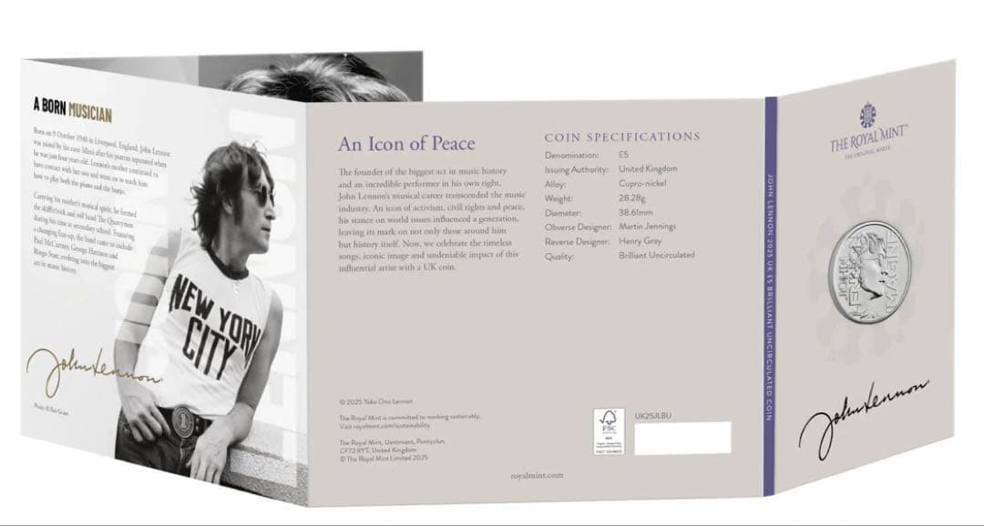 ★ジョンレノンポールマッカートニー英国記念限定5ポンド友情SETビートルズ