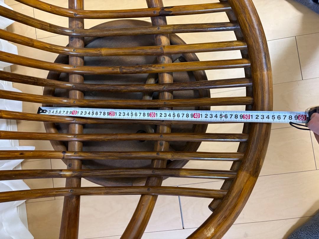 【昭和レトロ】ラタン回転チェア 円形 藤家具 ヴィンテージ　アジアン