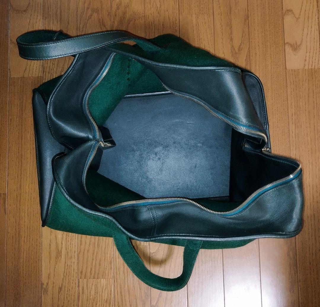 エルメス◇ボストンバッグ◇フェルト✕レザー◇グリーン◇オシャレ◇希少◇格安出品