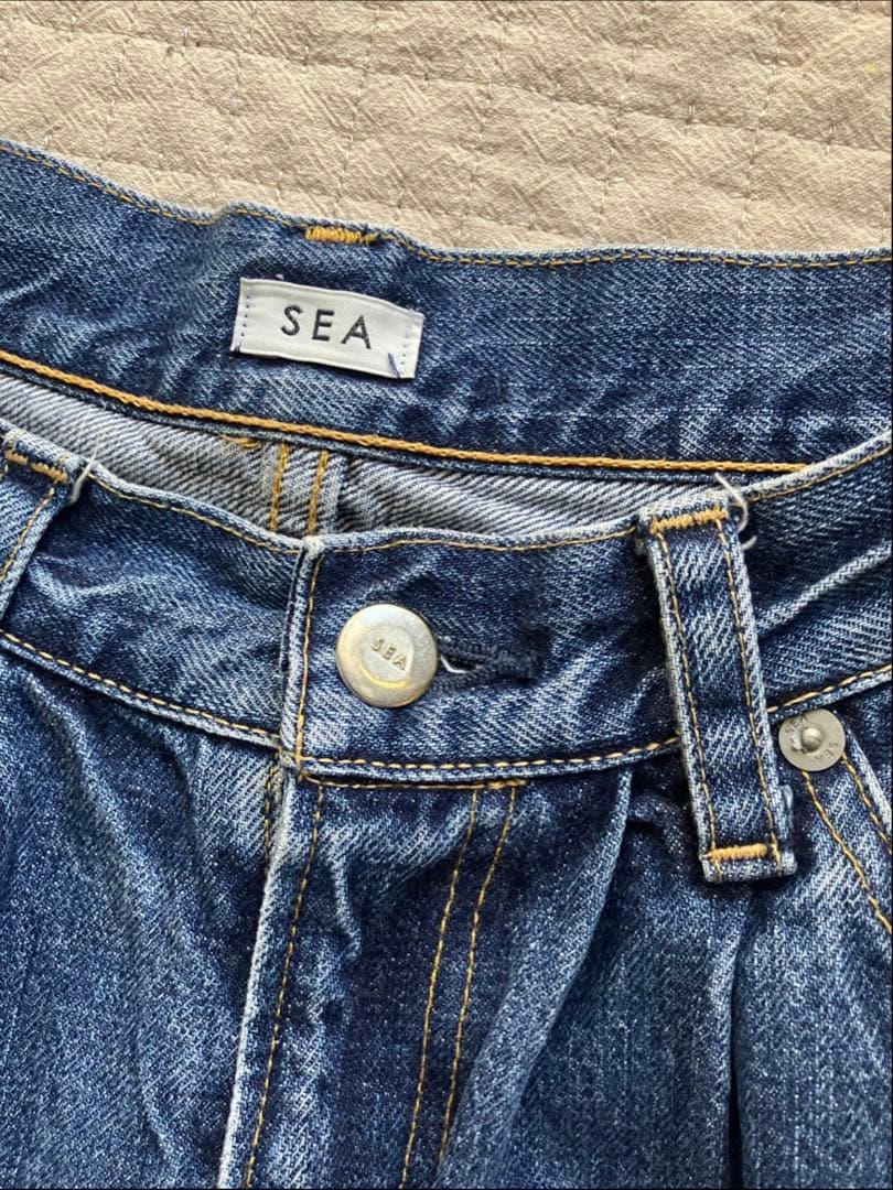 インディゴデニム ハイウエストパンツ