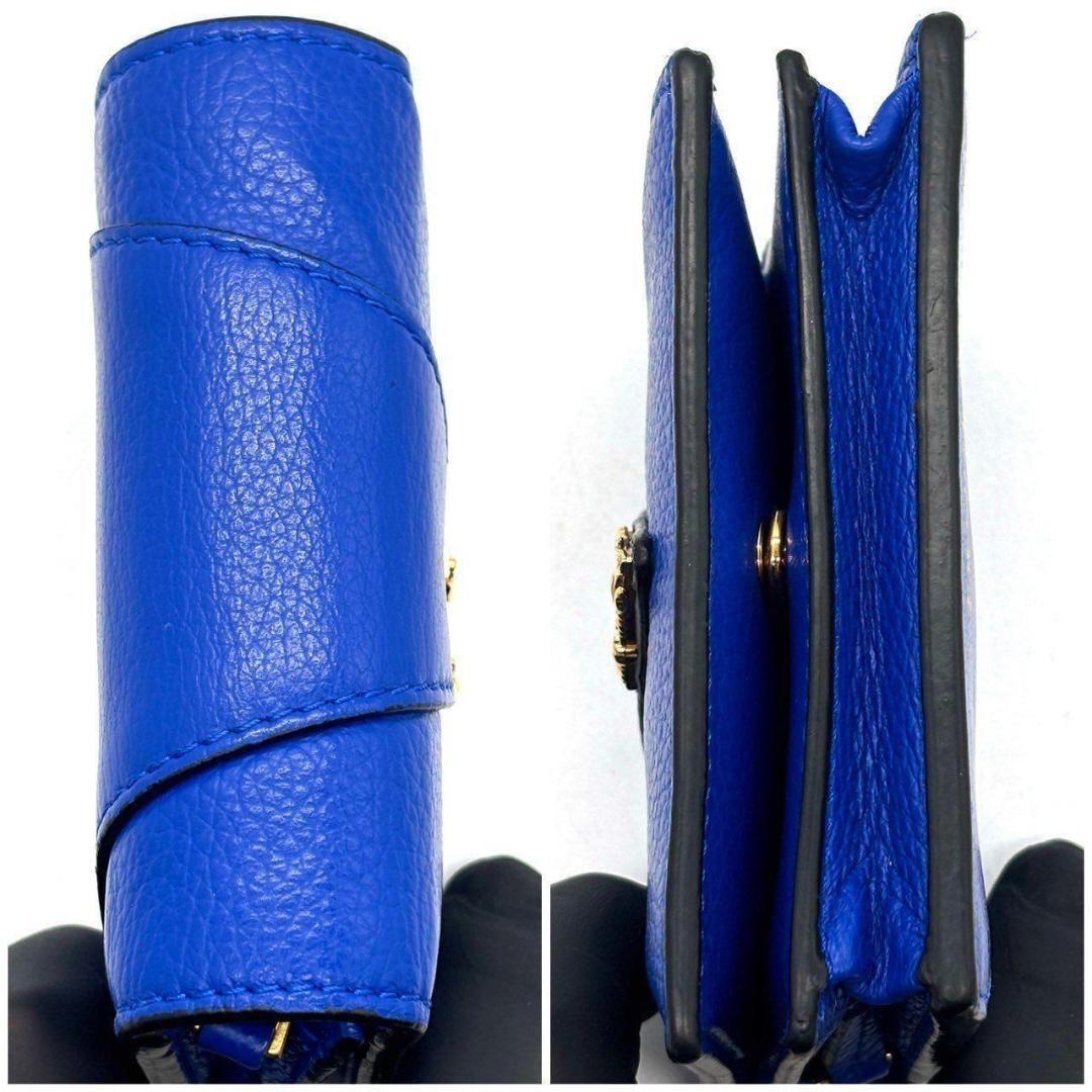 VERSACE　二つ折り財布 ヴィルトゥス レザー Vロゴ コンパクトウォレット