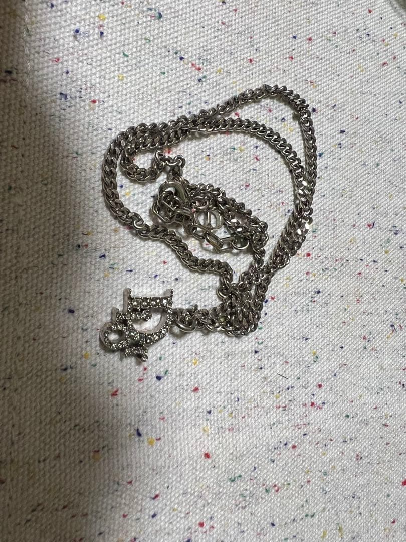 Dior ロゴチャーム ネックレス　オブリーク　ジルコニア