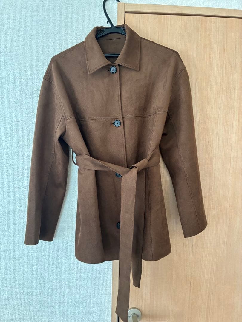 今期のミラオーウェン　ステンカラーリサイクスウェードライクブルゾン　サイズ0