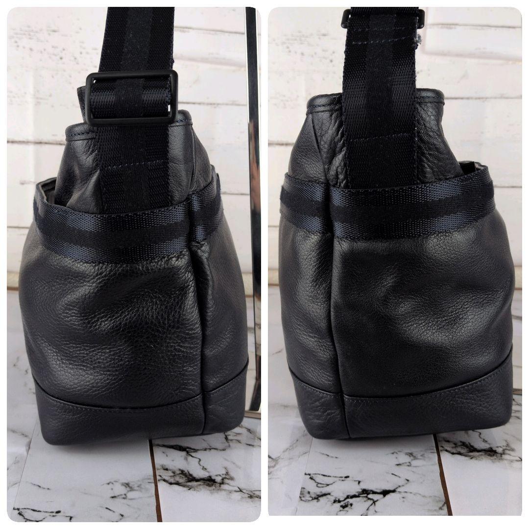 【極美品】ポーター☆A4　シボ革　レザー　ショルダーバッグ　ディライト　ネイビー