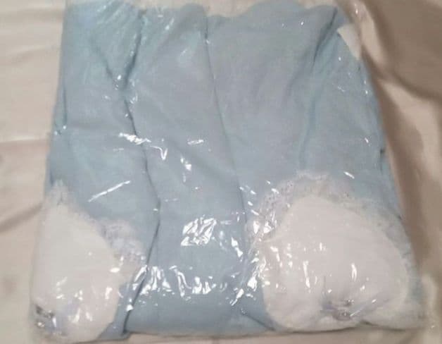 ディアマイラブホイップ　ハートポケットリボンフリルワンピース　ブルーグレー　5L