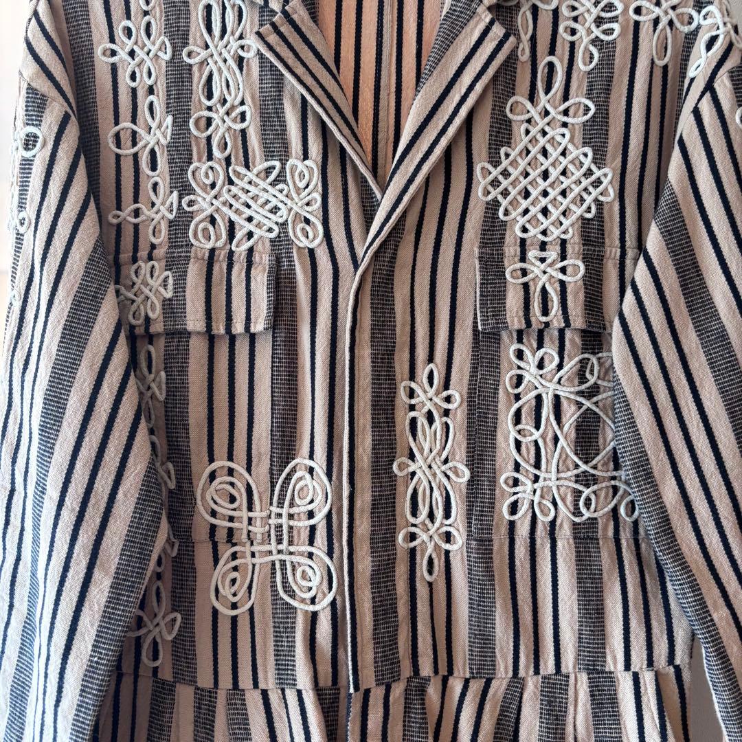 サラマリカ　エンブロイダリーストライプ　オールインワン 刺繍 ワイド
