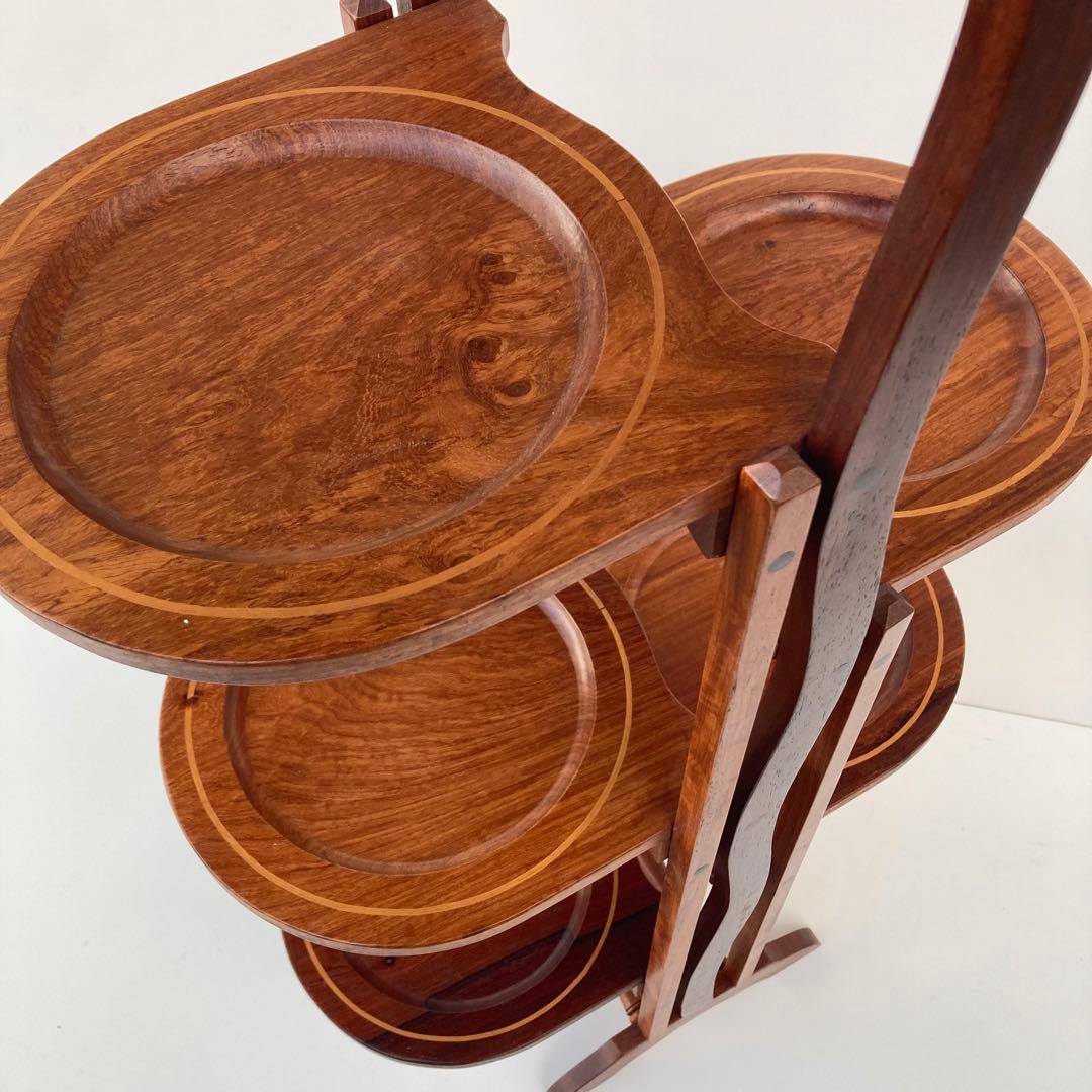 希少 ヴィンテージ ケーキスタンド スリーティアーズ 折りたたみ 北欧　チーク